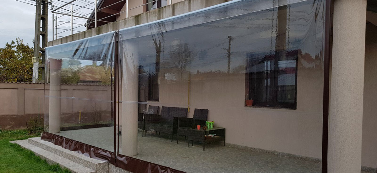 Clear tarpaulins for porches